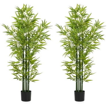 HOMCOM 5' Artificial Bamboo Tree, Indoor Fake Plant in Pot, Set of 2