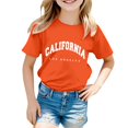 thumbnail image 1 of T-shirts Filles Garçon Fille Imprimé Ville Col Rond Manches Courtes Décontractées Hauts Filles Orange 3-4 Ans, 1 of 4