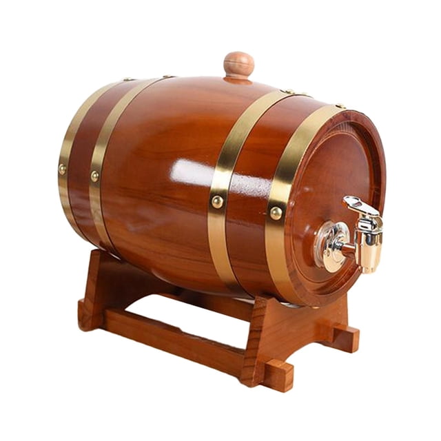 Barrel Dispenser Retro Keg Oak Barrel for Beverage Beer Home Decor 1L
