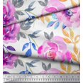 thumbnail image 3 of Soimoi White polyester Crepe Fabric Leaves & Floral Print Sewing Fabric BTY 52 Inch Wide, 3 of 3