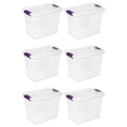 thumbnail image 1 of Sterilite ClearView 27 Quart Stacking Storage Tote w/ Latch Lid, (6 Pack), 1 of 8