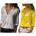 thumbnail image 2 of pitrice Chemisier à Revers à Manches Longues pour Femmes, Haut Ample à Motif Floral pour Filles, Chemise, 2 of 7