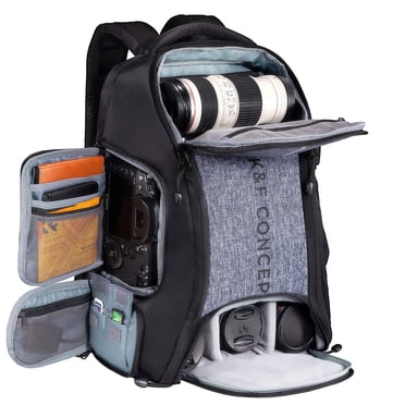 K&F Concept Sac à Dos Étanche Professionnel pour Appareil Photo Reflex Numérique, Étui pour Objectif/accessoires/appareil Photo Reflex, Sac de Photographie avec Housse de Pluie pour Voyage/ordinateur Portable 15,6 Pouces/entreprise, 25 L