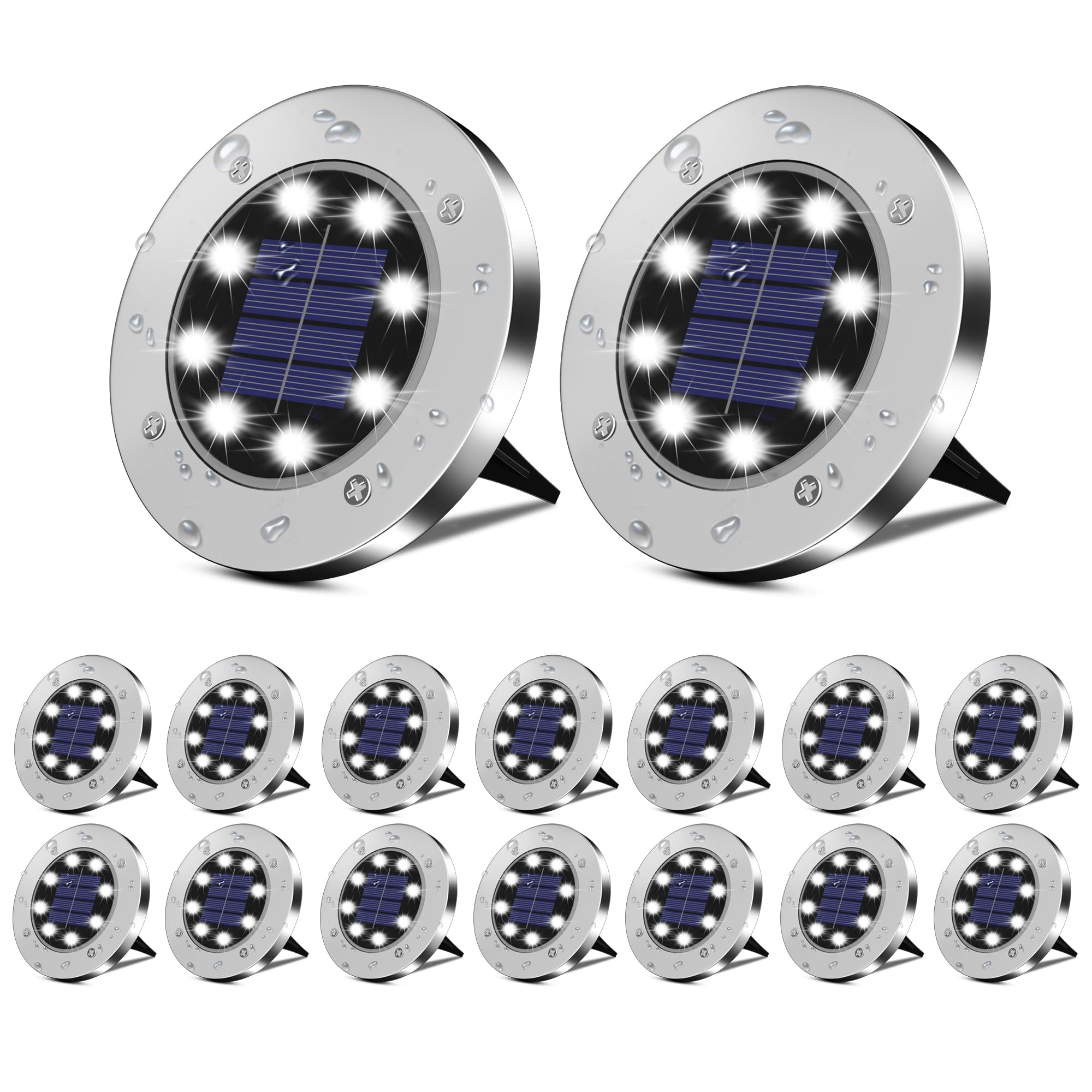 DUUDO Solar Outdoor Lights 16Pack Solar Garden Lights Waterproof Pathway Outside Lights Bright In-Ground Lights Landscape Lighting Outdoor Garden Decor for Yard Patio Driveway Walkway White Light
