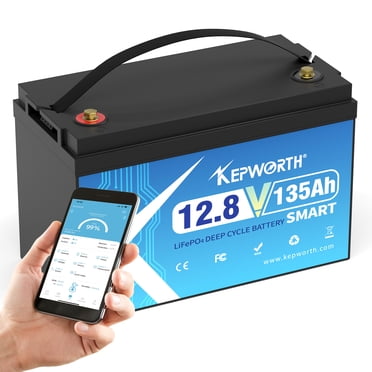 KEPWORTH Lithium Battery 12V 135Ah LiFePO4 Batteries with 100A Bluetooth BMS, Deep Cycle Rechargeable Lithium Iron Phosphate Battery, for Solar, Marine, Trolling Motor