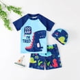 thumbnail image 3 of Sunnyoo Little Boys Cartoon Dinosaur Print Short Sleeve Rash Guard Swimsuit, 2-Piece, 3 of 5