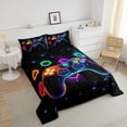 thumbnail image 4 of QUTETN Moderne Noir Bleu Joystick de Jeu Couettes et Duvets Grand Lit, 4 of 7