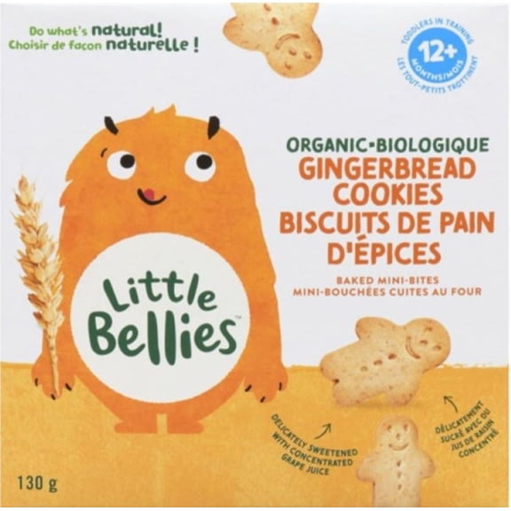 Little Bellies Biologique Biscuits De Pain D'Epices Mini-Bouchees Cuites Au Four 12+ Mois, 130gr