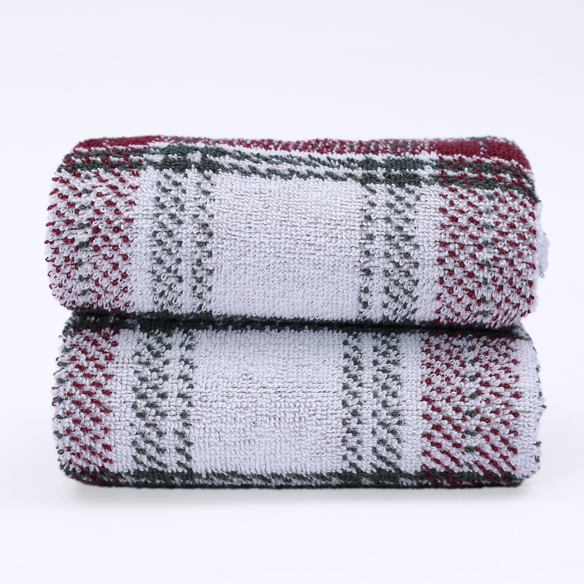 Holiday Time 100% Cotton Jacquard Hand Towels, Plaid Pattern, 2-Piece Set, 16 x 26 in