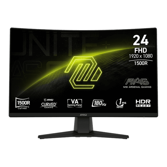 MSI 24" 1920 x 1080 (FHD) 180Hz 1ms (MPRT) / 4ms (GTG) Curved VA Gaming Monitor Tilt adjustable (MAG 242C)