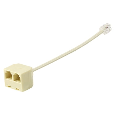 RJ11 6P4C 2 Way Outlet 1 to 2 Telephone Phone Jack Line Splitter Adapter Beige