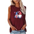 thumbnail image 1 of EQWLJWE Camisoles pour Femmes Camisoles Femmes Tendance Mode pour Femmes Confortable Fête de l'Indépendance Décontracté Col Rond Débardeur Imprimé Haut Blouse, 1 of 1