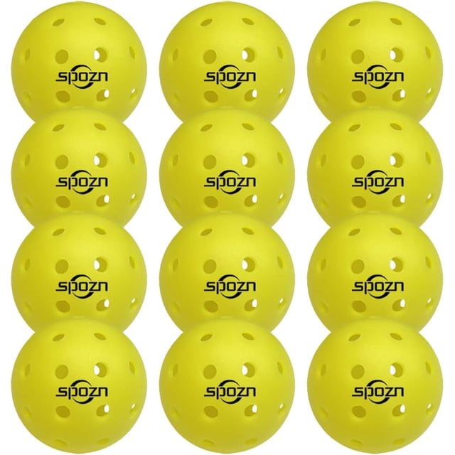 SPOZN 40 Hole Premium Pickleballs - Official Size, USAPA Standard, 12 Pack