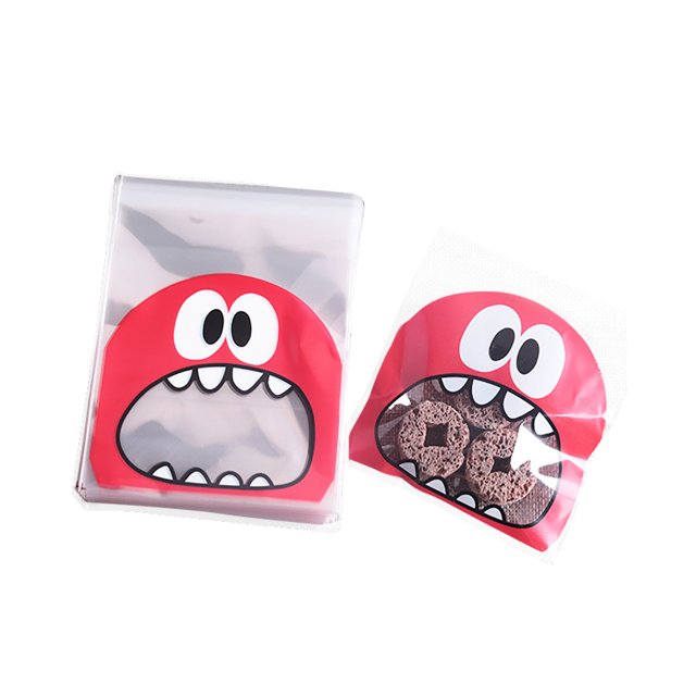 100 Pcs 10x10cm Sacs à Biscuits Adorables Auto-Scellants Opp Sac de Cuisson Scellé