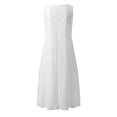 thumbnail image 4 of HKEJIAOI Robes Décontractées pour Femmes Offres Liquidation Cadeau de la Saint-Valentin Mode Femmes Uni Confortable Été Col Rond Dames Poches Robe Sans Manches Blanc, 4 of 7