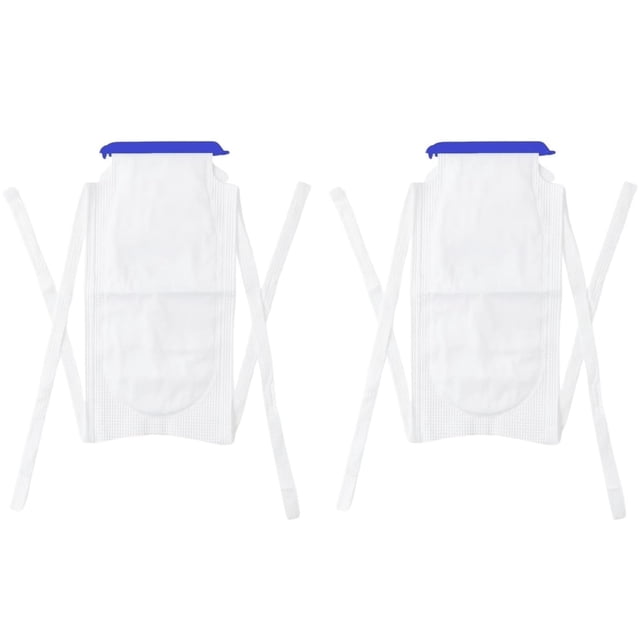 Comfortable Reusable Medical Large Ice Bags, Refillable Ice Packs with 4 Adjustable Ties for Cold Therapy, Muscle Pain Relief and Ankle, Knee, Neck, Shoulder Injuries (2 Pack). The image displays two white ice bags with blue clip closures and four adjustable ties for secure application. Each bag is constructed with three layers: a soft outer covering, an absorbent middle layer, and a leak-resistant inner layer. These refillable ice packs are ideal for cold therapy to alleviate swelling, bruising, and muscle pain. They are easy to clean and reusable for multiple applications.