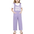 thumbnail image 1 of WENXIAOO Little Combinaisons pour Filles Barboteuses Rentrée des Classes Barboteuse à Lettres Graphique Salopette Pantalon avec Poches Barboteuse de Printemps Automne Vêtements pour Filles Taille 5-6 Ans, 1 of 4