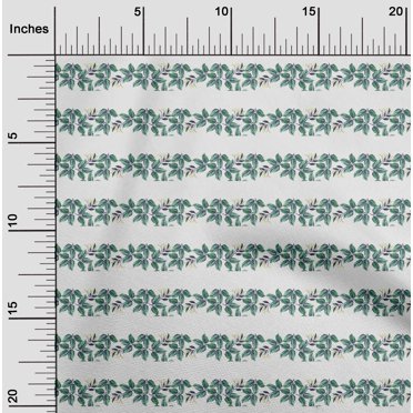 oneOone Cotton Poplin Fabric Floral & Leaves Print Sewing Fabric BTY 56 Inches Wide