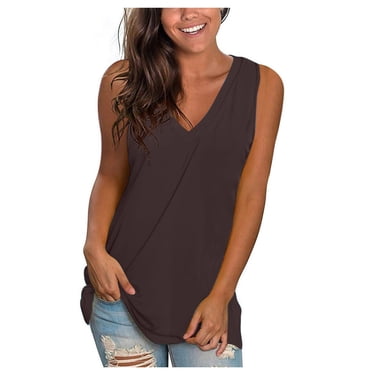 Débardeur pour Femmes, Mode Femmes Nouveau Style Blouse Débardeur Uni Été Décontracté Sans Manches Col en V Hauts pour Dames Chandail