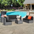 thumbnail image 1 of Costway Ensemble de Meubles en Rotin Osier 8 Pcs pour Patio avec Table de Rangement Noir, 1 of 10