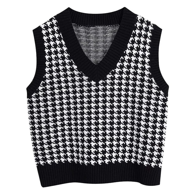 EGNMCR Cardigans pour Femmes, Chandails pour Femmes Chandail Décontracté à Col en V pour Femme Chandail Sans Manches à Col en V à Enfiler Couleur Contrastée Gilet pour Femme Chandail pour Femme