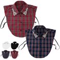 thumbnail image 1 of Red Christmas Plaid Rhinestone Detachable Collar, Women False Shirt Dickey Collar Fake Half Shirt, 1 of 8