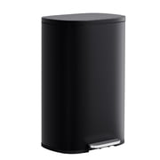 FDW 13 Gallon (50L) Step Kitchen Trash Can, Lid Garbage Bin for Bathroom, Bedroom & Office, Fingerprint-Proof Brushed Stainless Steel, Black