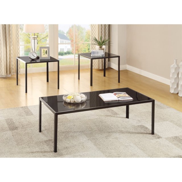 Charismatic Sleek 3 piece occasional Table set, Black