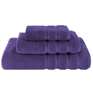 American Soft Linen 3 Pièce, 100% Véritable coton turc Premium & Ensembles de serviettes de luxe - Violet pourpre