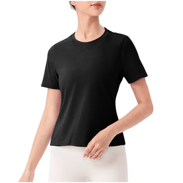 AherBiu Hauts de Yoga pour Femmes Extensibles Légers à Séchage Rapide à Manches Courtes Haut de Sport d'Entraînement T-Shirts Chemises