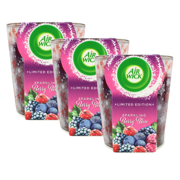 Airwick Bougie Berry Bliss Édition Limitée 105 g, Lot de 3