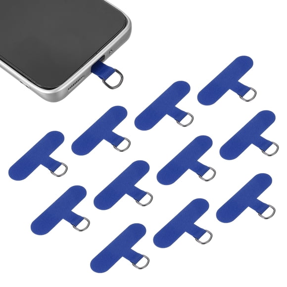 12pcs Phone Tether Tab, Universal Phone Lanyard Patch T Shape Cell Phones Strap Replacement Part for Most Smartphone Cases, Dark Blue