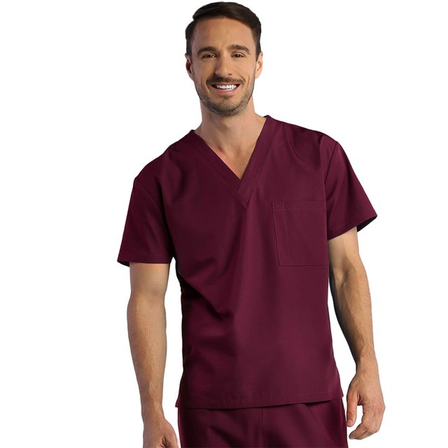 Red Panda Haut d'Uniforme Unisexe à Col en V Uni