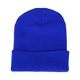 thumbnail image 1 of Men Women Solid Color Warm Woolen Knitted Cap Fluorescent Cuffed Beanie Hat, 1 of 10
