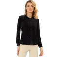 thumbnail image 1 of INSPIRE CHIC Chemise en Velours pour Femme à Col Pointu avec Poche Noir m, 1 of 5