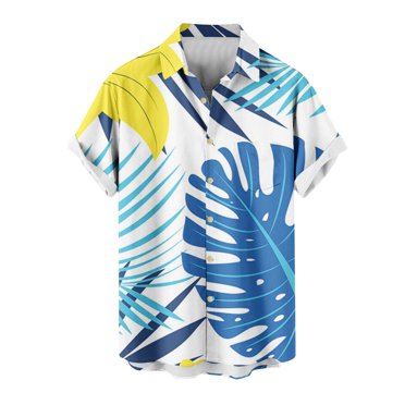 Shirts for Men, Men Casual Hawaii Turndown Collar Print Short Sleeve Button Shirt Tops Blouse