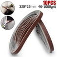 thumbnail image 4 of Bgsha 10pcs 25*330mm Ponçage Ceinture 40-1000Grit Meulage et Polissage pour Meuleuse d'Angle, 4 of 5