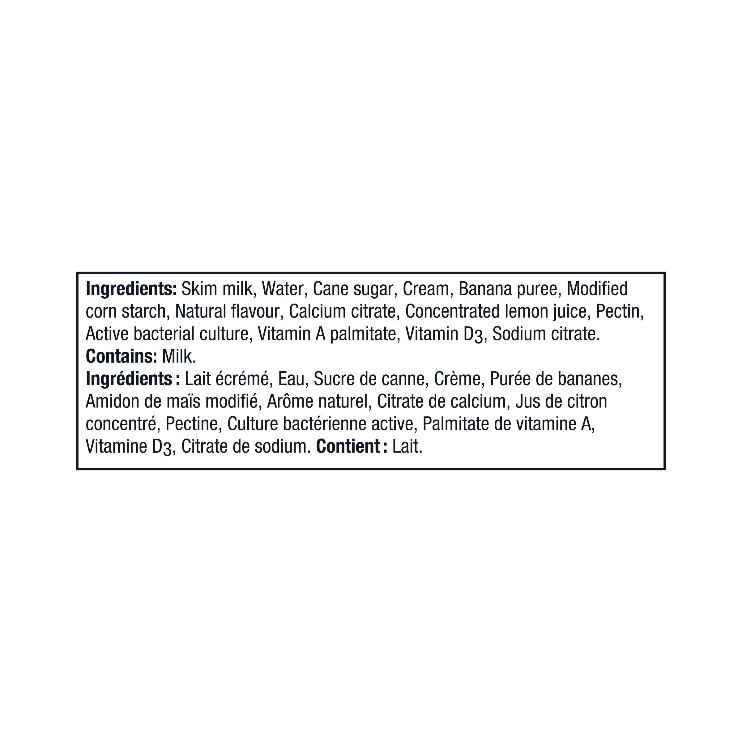 iÖGO nanö Bouteille de yogourt à boire 93 ml, Banane, 1 %, Boisson au yogourt, paquet de 6
