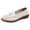 Beige, variant on LOVZFMLL Women's Penny Loafers Non-Slip Cutout Breathable Walking Sneakers Slip On Leather Hollow Dress Flat Shoes Black 8