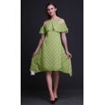 thumbnail image 4 of Bimba Robe Midi Tunique de Fête pour Femmes à Épaules Dénudées, Vert, Imprimé Floral, Manches Volantées - Petit, 4 of 6