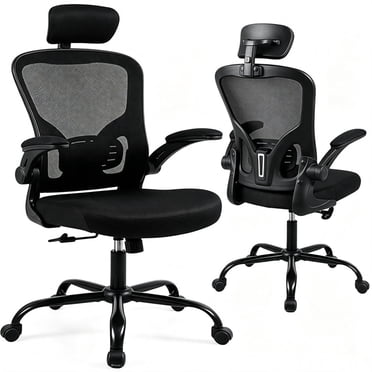 Chaise de Bureau Ergonomique avec Appuie-Tête Réglable, Soutien Lombaire et Accoudoirs Rembourrés Relevables, Siège de 3,7 Pouces d'Épaisseur, 320 Lb, Chaise d'Ordinateur en Maille à Dossier Haut