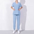 thumbnail image 1 of Women's Short-Sleeved Solid Color Pocket V-Neck Nurse Suit, 1 of 3