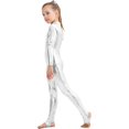 thumbnail image 4 of Girls Shiny Metallic Long Sleeve Unitard Spandex One Piece Wet Look Kid Bodysuit, 4 of 5