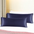 thumbnail image 1 of PiccoCasa Satin Body Pillowcases 2 Pcs Soft with Zipper Closure Navy 20"x48", 1 of 7
