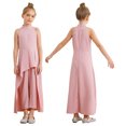 thumbnail image 1 of Mufeng Combinaison Short pour Fille Robe Décontractée Combinaison Sans Manches Pantalon Évasé Pattes d'Éléphant Jupe Asymétrique Rose 12, 1 of 4