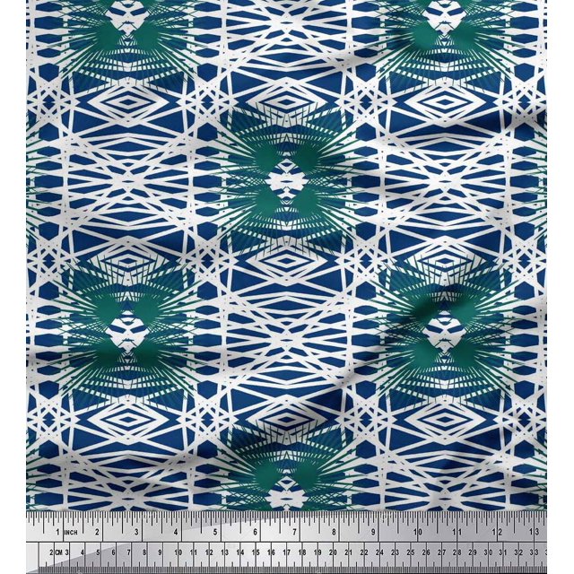 Soimoi Viscose Chiffon Fabric Check & Geometric Print Fabric by The Yard 42 Inch Wide