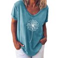 thumbnail image 1 of Pompotops Femmes Mode Décontractée Chemises Imprimées Manches Courtes T-Shirt Ample Hauts Blouse, 1 of 4