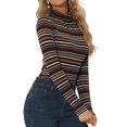 thumbnail image 4 of Hauts à Col Roulé à Manches Longues pour Femmes Extensibles Ajustés Noël Xmas Chemise de Fête S Rayé Noir, 4 of 6