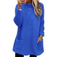 thumbnail image 1 of LUXUR Women Fuzzy Fleece T Shirt Loose Work Tops Blue 2XL, 1 of 2