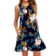 thumbnail image 2 of EGNMCR Robes d'Été Femmes Tendance 2024 Robes d'Été pour Femmes Plage Floral T-Shirt Robe Soleil Décontractée Poches Boho Robe Débardeur, 2 of 5